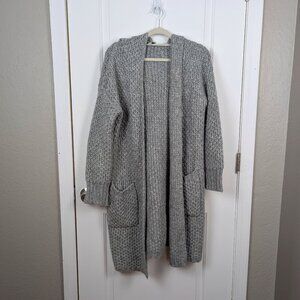 RO&DE | Gray Chunky Knit Long Open Cardigan Hooded Size Medium/Large